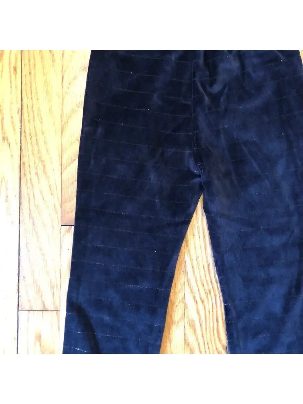 Frenchie NWOT Girl's Navy Velour Gold Metallic Striped Pants Size 4T